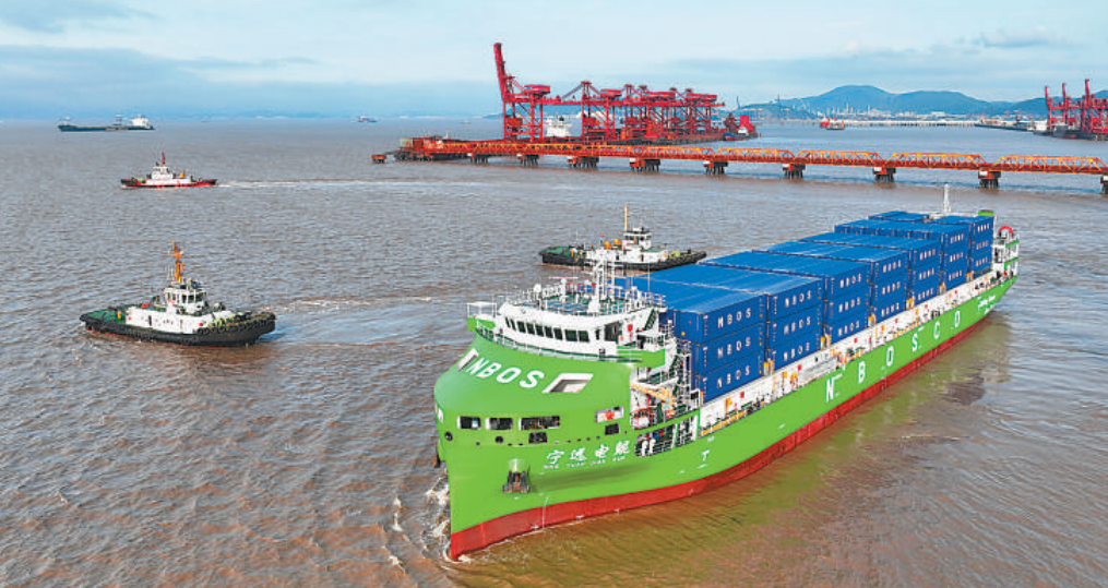 World’s largest pure electric intelligent container vessel completes ...